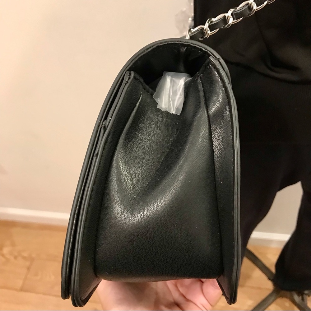 Badgley Mishka black denim, vegan leather adorned with square metal nails bag. - Picture 14 of 15